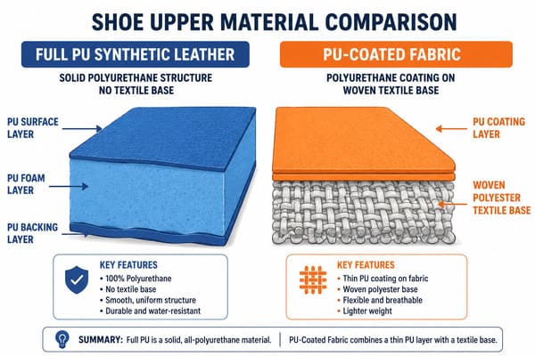 What Is PU Upper Material in Shoes PU upper material comparison full PU vs PU coated fabric