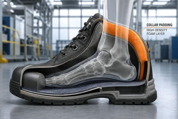 collar padding fit and ankle comfort in safety shoes