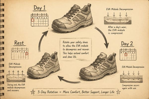 3 Shoe Rule Industrial Safety Shoes 3 shoe rule industrial footwear rotation lifespan