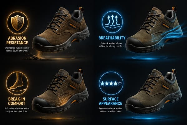 Key benefits of nubuck leather safety shoes for industrial workers