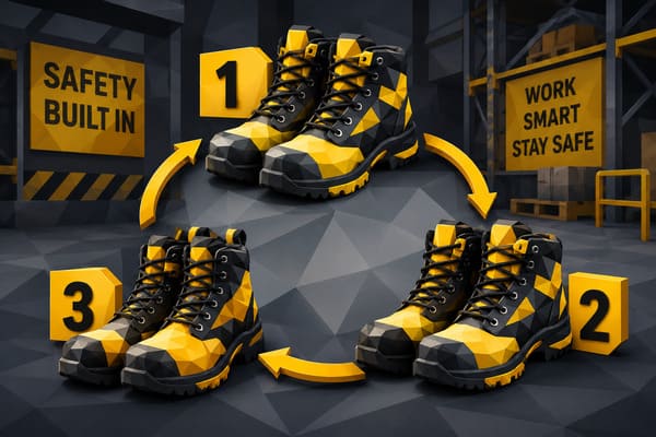 The 3 shoe rule applied to safety footwear procurement\ Safety shoe rotation rule for extending comfort and lifespan
