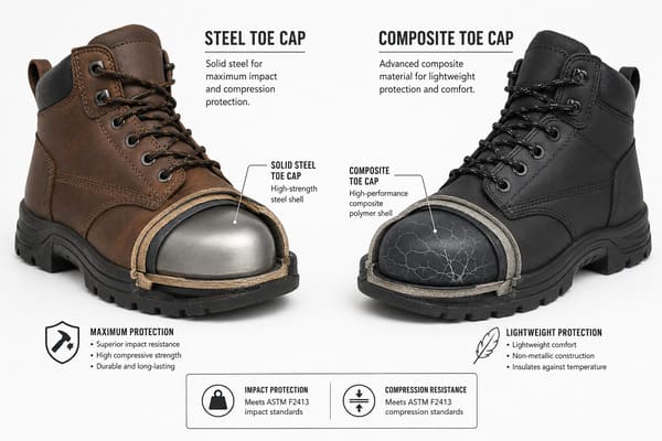composite toe cap vs steel toe cap safety shoe comparison
