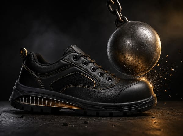 Steel toe cap protection test -- 200J impact resistance