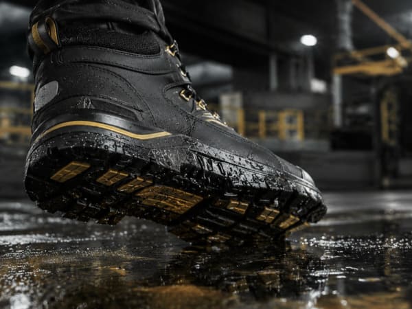 SRC-rated slip-resistant outsole tread pattern