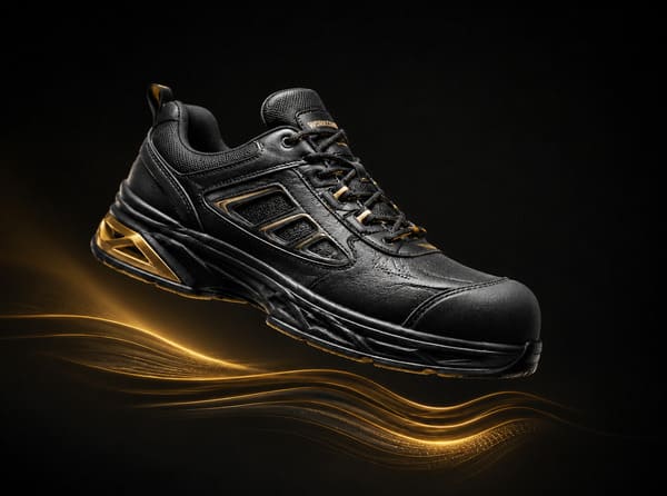 Lightweight steel toe safety shoe construction