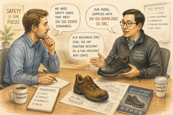 Why asking the right questions matters when sourcing safety shoes Buyer asking supplier the right questions