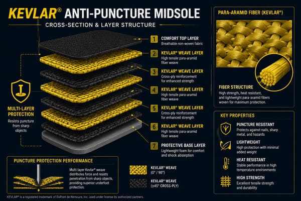 Kevlar Midsole Material Structure Kevlar midsole structure layers and fiber weave