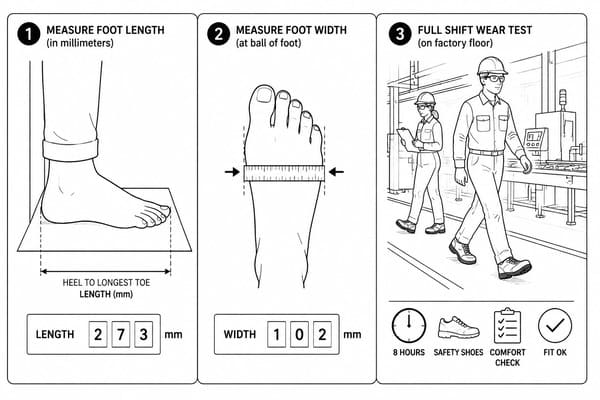 How to Find the Correct Safety Shoe Size Foot measurement guide for safety shoe sizing