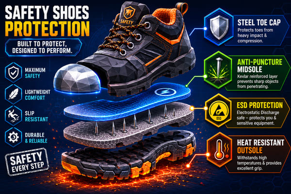 Choosing the right safety shoe protection features for your industry Safety shoe protection features by industry