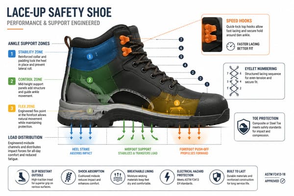 How Lace-Up Closure Affects Safety Shoe Performance Lace-up safety shoe performance and fit