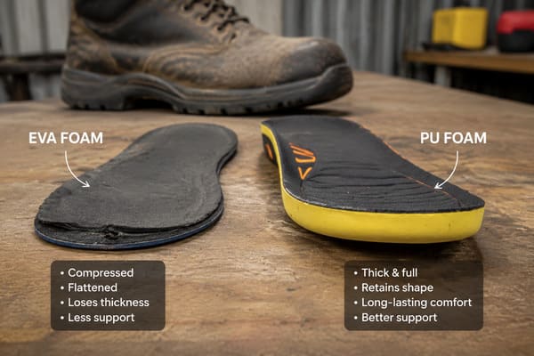EVA vs PU Insoles in Safety Shoes EVA vs PU insole comparison in safety shoes