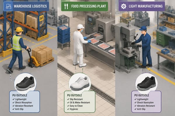 Work environments suitable for PU outsole safety shoes