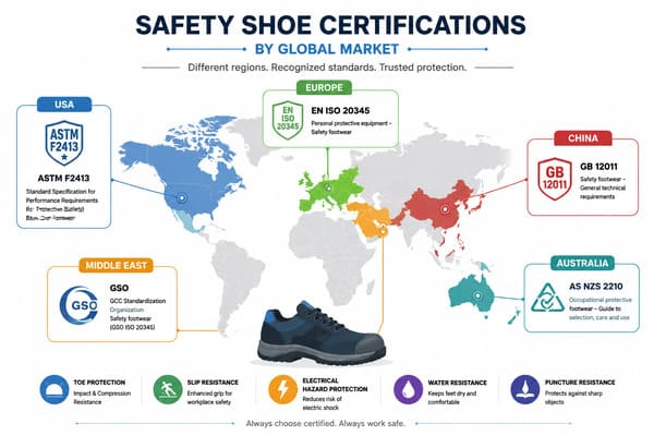 Do safety shoe certifications match your target market Safety shoe certifications by market