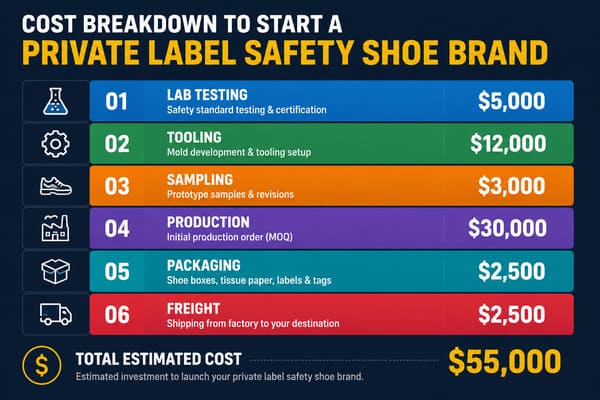 Private Label Safety Shoe Brand Startup Cost Breakdown Cost to start a private label safety shoe brand