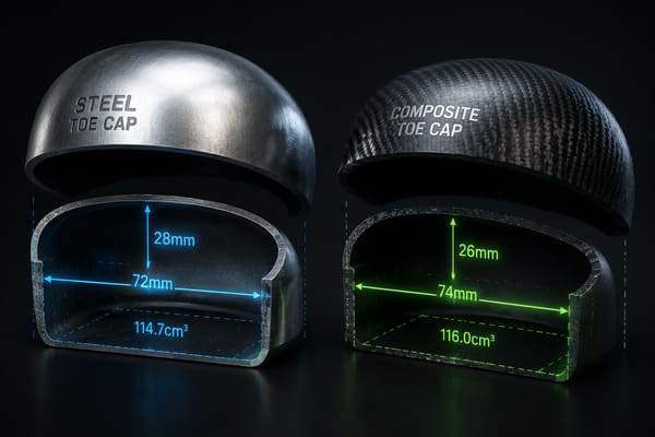 Does the Toe Cap Affect Safety Shoe Fit Steel toe cap versus composite toe cap internal profile comparison