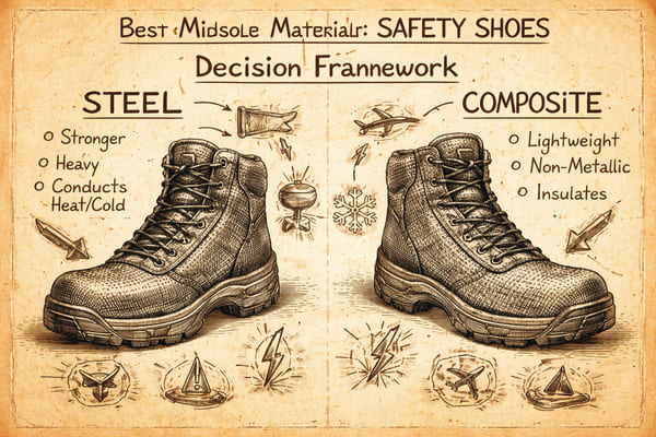 Best Midsole Material for Safety Shoes: Steel vs Composite best midsole material for safety shoes steel vs composite