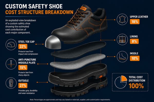 What Is the Typical Cost Structure of a Custom Safety Shoe Order?