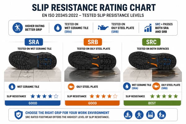 What Does SRA, SRB, and SRC Mean on Safety Shoes?