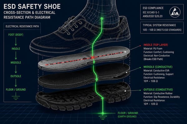 ESD Shoe Compliance Test EN ISO 20345\ ESD Safety Shoe Assembly Test