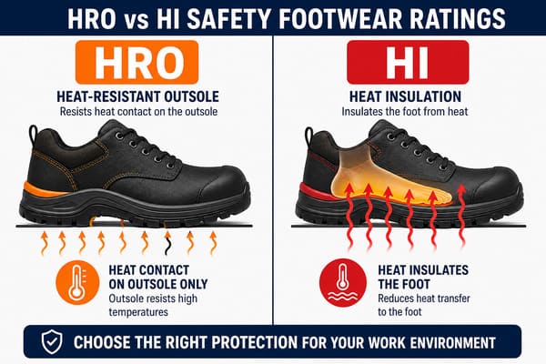 HRO vs HI Safety Footwear Rating Difference\ HRO vs HI safety shoe rating comparison chart