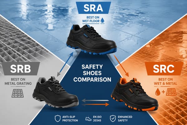 SRA vs SRB vs SRC safety shoe comparison\ difference between SRA SRB SRC safety footwear slip resistance