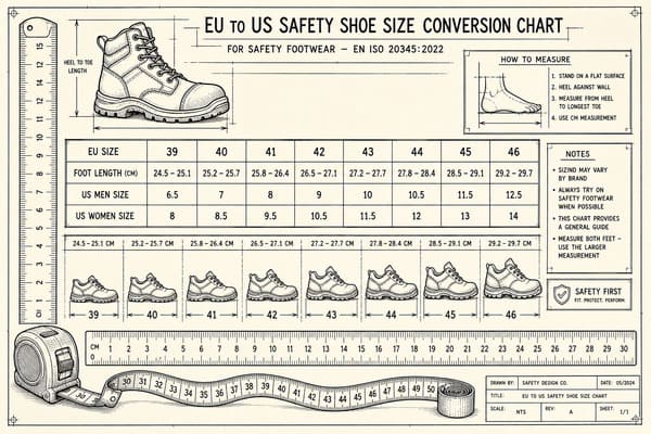 EU to US Safety Shoe Size Conversion Chart