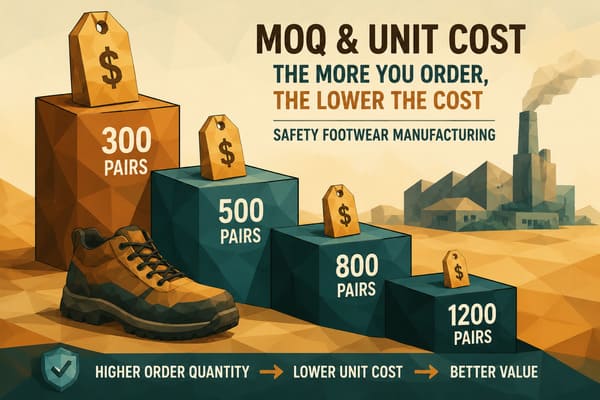 How MOQ Affects Unit Cost of Custom Safety Shoe Orders\ MOQ and unit cost relationship safety shoes