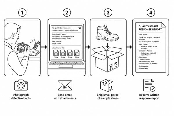 How to File a Quality Claim with a Chinese Safety Shoe Supplier how to file quality claim Chinese safety shoe supplier documentation process