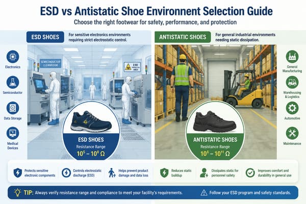 Choosing Between ESD and Antistatic Safety Shoes\ ESD vs Antistatic Shoe Selection Guide
