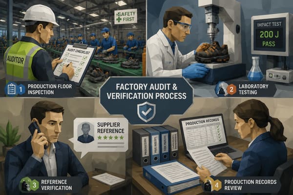 How to verify Chinese safety shoe manufacturer before placing order Factory audit and verification process for Chinese safety shoe manufacturer