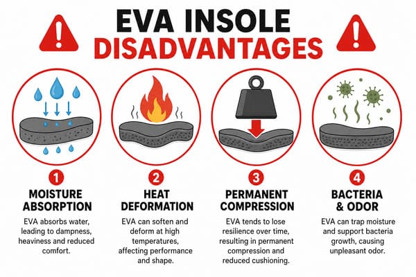Disadvantages of EVA Insoles in Safety Footwear EVA insole disadvantages in industrial safety shoe environments