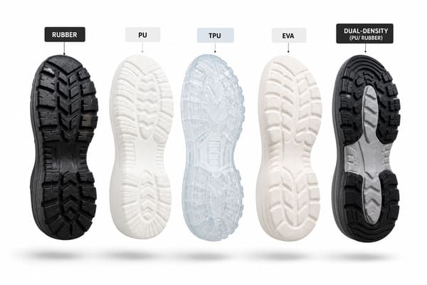 Which Sole Material Is Best for Safety Shoes Sole material comparison for safety shoes rubber PU TPU EVA