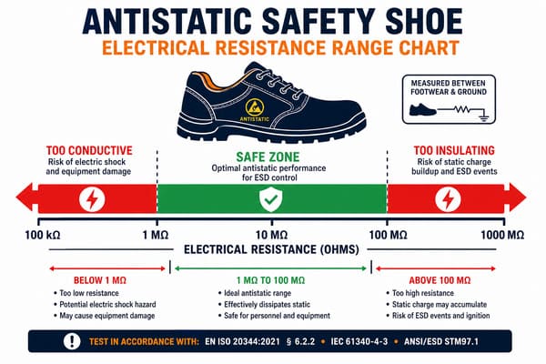What Is the Electrical Resistance Range for Antistatic Safety Shoes?
