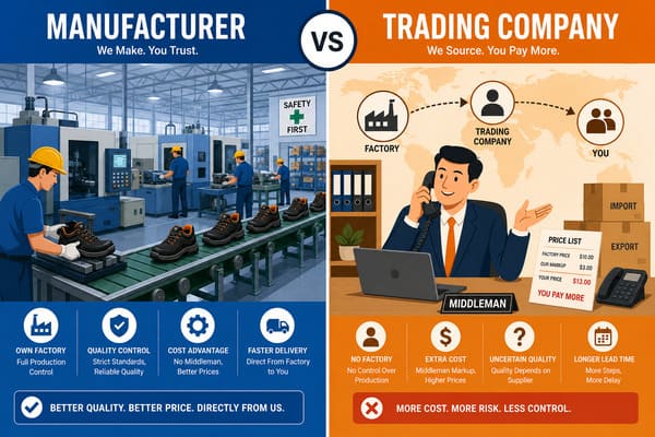 What Are the Advantages of Working Directly with a Safety Shoe Manufacturer vs. a Trading Company?