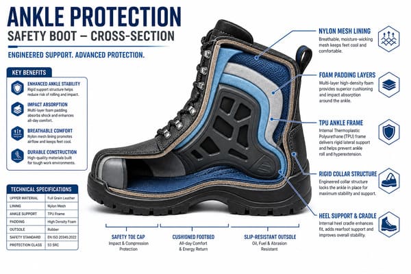 What Is the Ankle Protection Design in Safety Boots?
