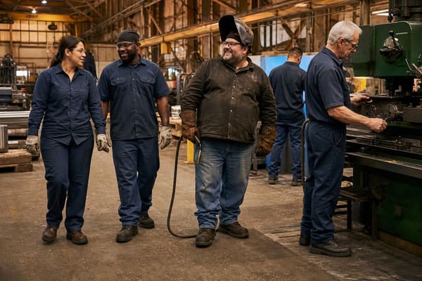 Worker wearing wide-fit safety shoes in an industrial environment