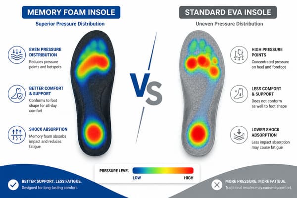 Comparison of memory foam vs standard insole wear pattern