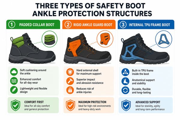 Common Ankle Protection Structures in Safety Boots Common ankle protection structures in safety boots