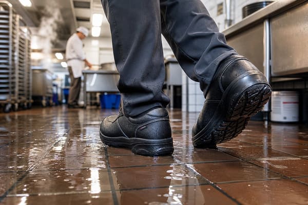 SRA Safety Shoes — Certified for Wet Ceramic Tile Surfaces\ SRA certified safety shoes for wet indoor environments