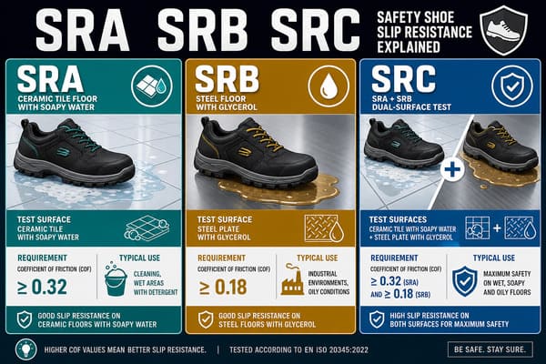 SRA SRB SRC safety shoe label explanation slip resistance rating