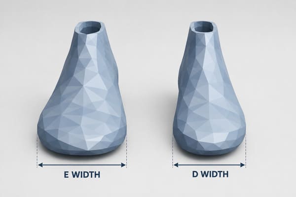 Comparison of wide vs narrow safety shoe last shapes