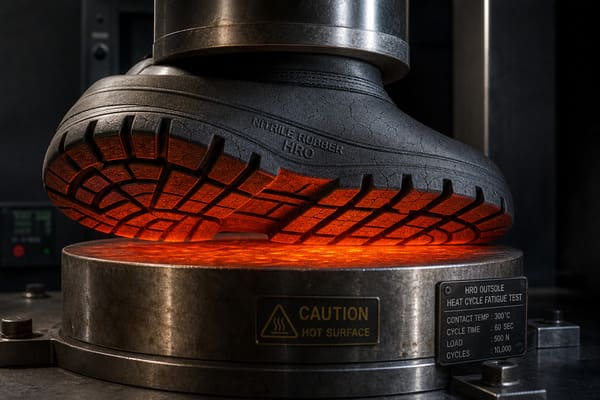 HRO outsole heat cycle fatigue testing safety shoe