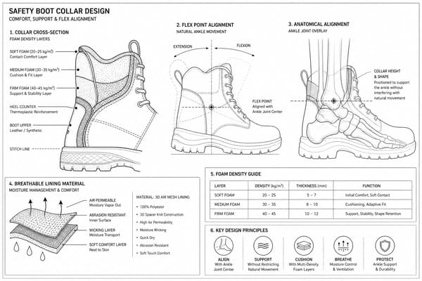 How Collar Design Affects Ankle Support and Comfort Safety boot collar design and ankle comfort