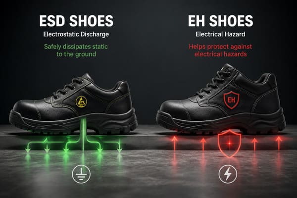 ESD shoes vs electrical hazard EH shoes comparison