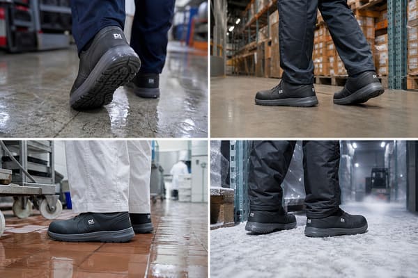 Direct injection safety shoes for logistics warehouse food processing workers