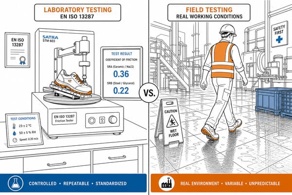 How to test slip resistant safety shoes EN ISO 13287 coefficient of friction